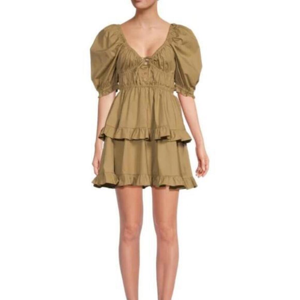 WeWoreWhat Tiered Puff Sleeve Mini Dress in Oat NWOT – US XS‎